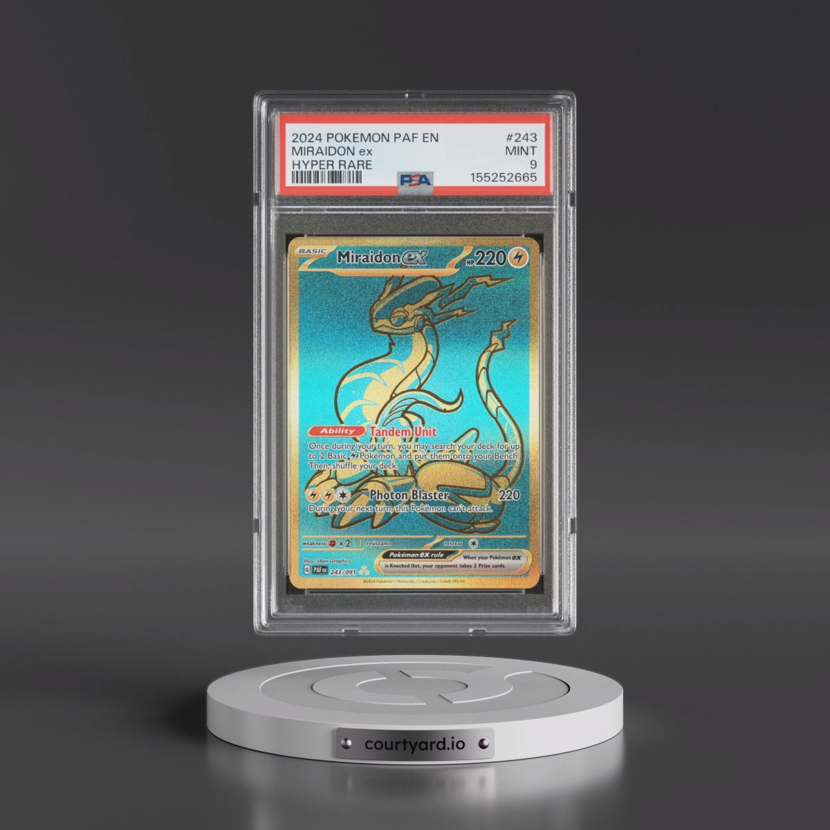 2024 Pokémon Paf EN-Paldean Fates #243 Miraidon EX - Holo Hyper Rare (PSA 9 MINT)