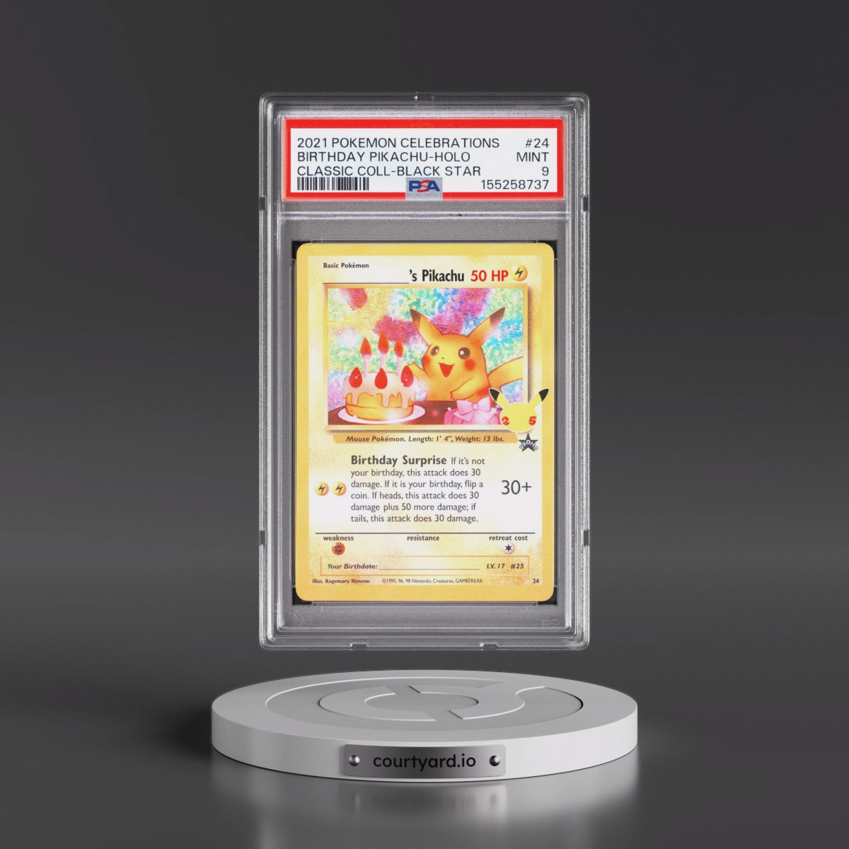 2021 Pokémon Celebrations Classic Collection #24 Birthday Pikachu - Holo (PSA 9 MINT)