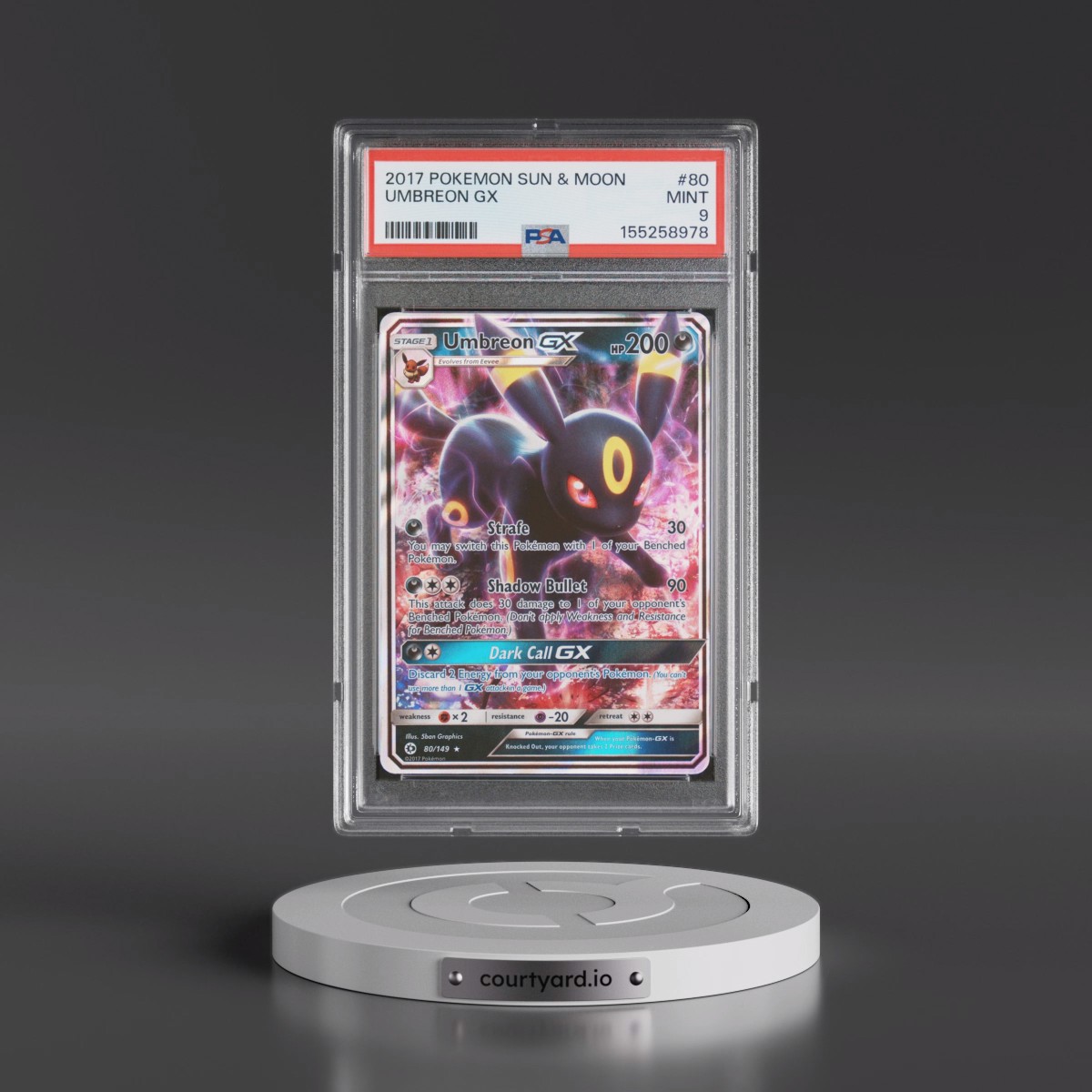 2017 Pokémon Sun & Moon #80 Umbreon GX - Holo (PSA 9 MINT)
