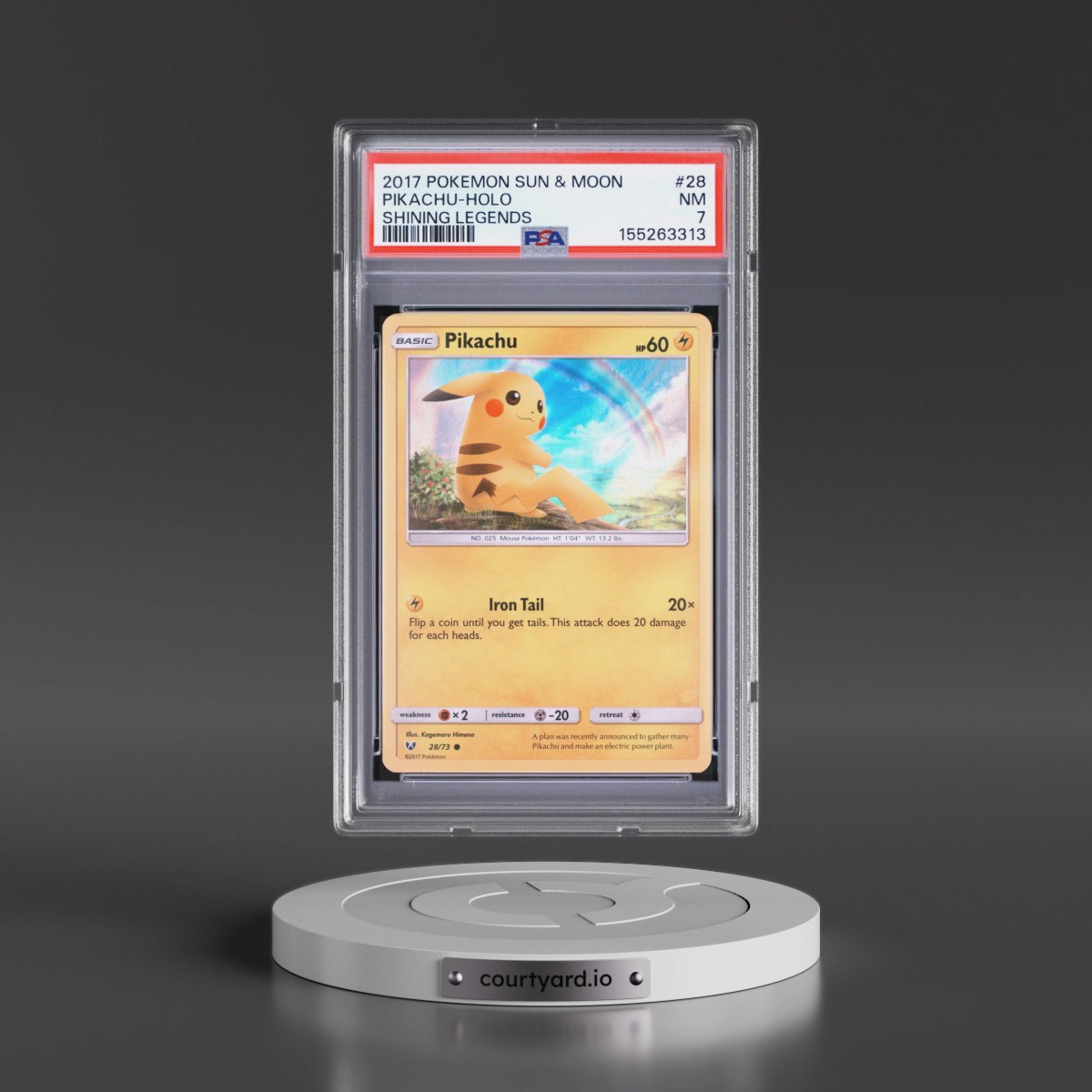 2017 Pokémon Sun & Moon Shining Legends #28 Pikachu - Holo (PSA 7 NM)