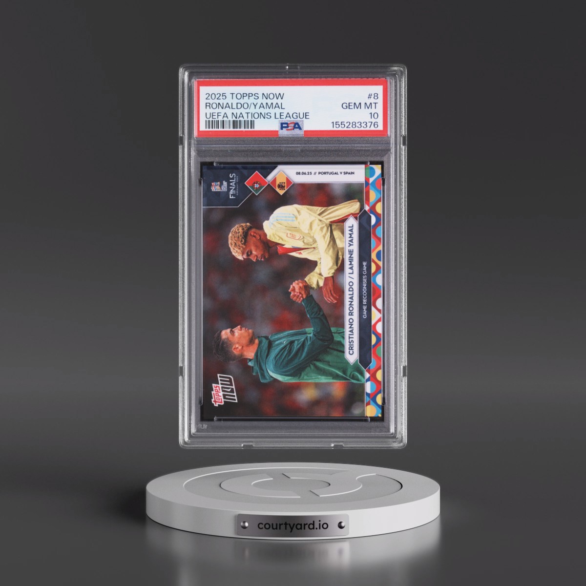 2025 Topps Now UEFA Nations League #8 Cristiano Ronaldo/Lamine Yamal (PSA 10 GEM MINT)