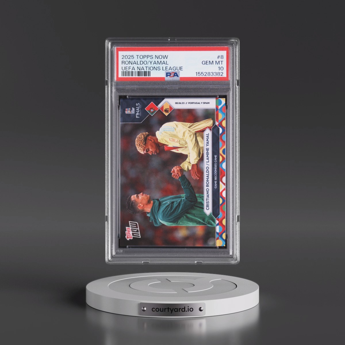 2025 Topps Now UEFA Nations League #8 Cristiano Ronaldo/Lamine Yamal (PSA 10 GEM MINT)