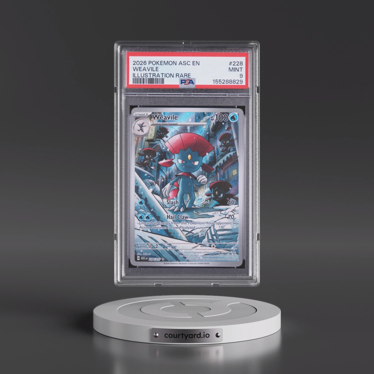 2026 Pokémon Asc EN-Ascended Heroes #228 Weavile - Illustration Rare (PSA 9 MINT)