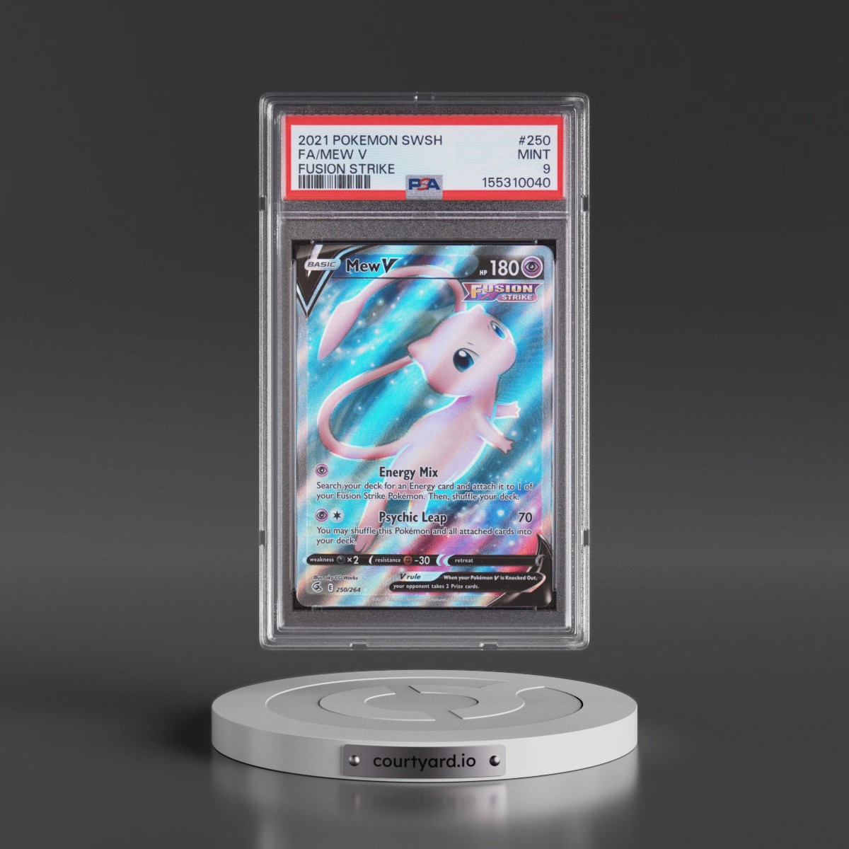 2021 Pokémon Sword & Shield Fusion Strike #250 Mew V - Holo Full Art (PSA 9 MINT)