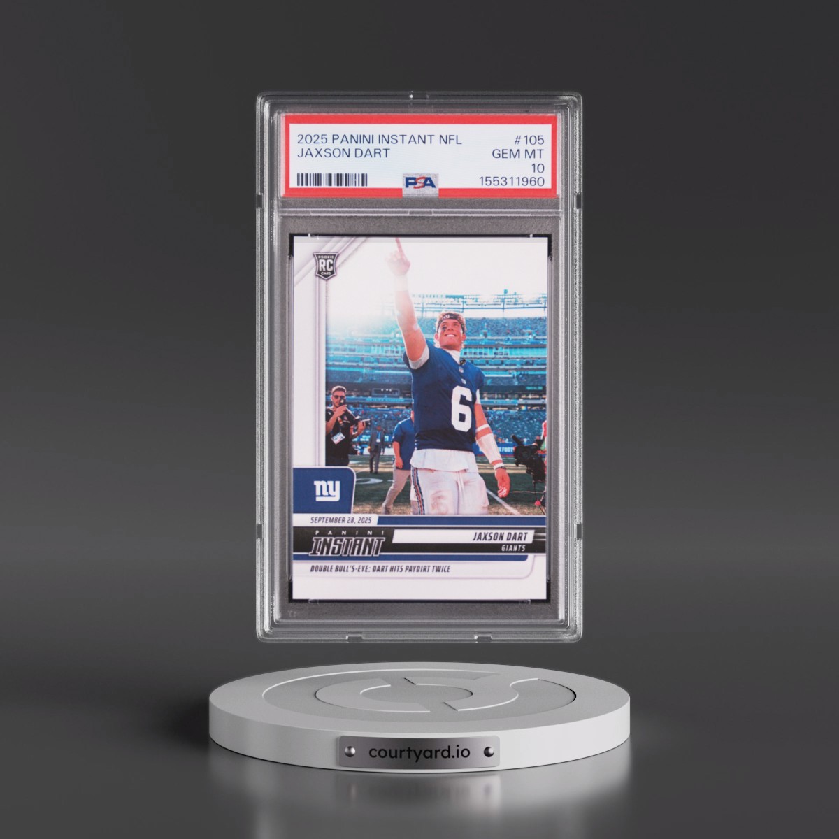 2025 Panini Instant NFL #105 Jaxson Dart (PSA 10 GEM MINT)