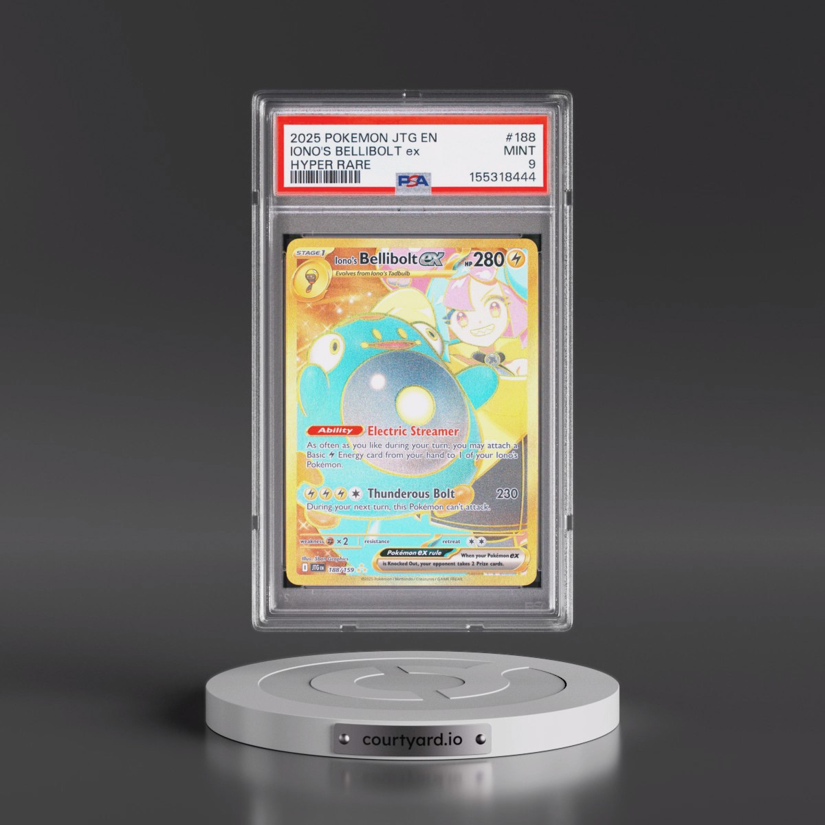 2025 Pokémon Jtg EN-Journey Together #188 Iono's Bellibolt EX - Holo Hyper Rare (PSA 9 MINT)