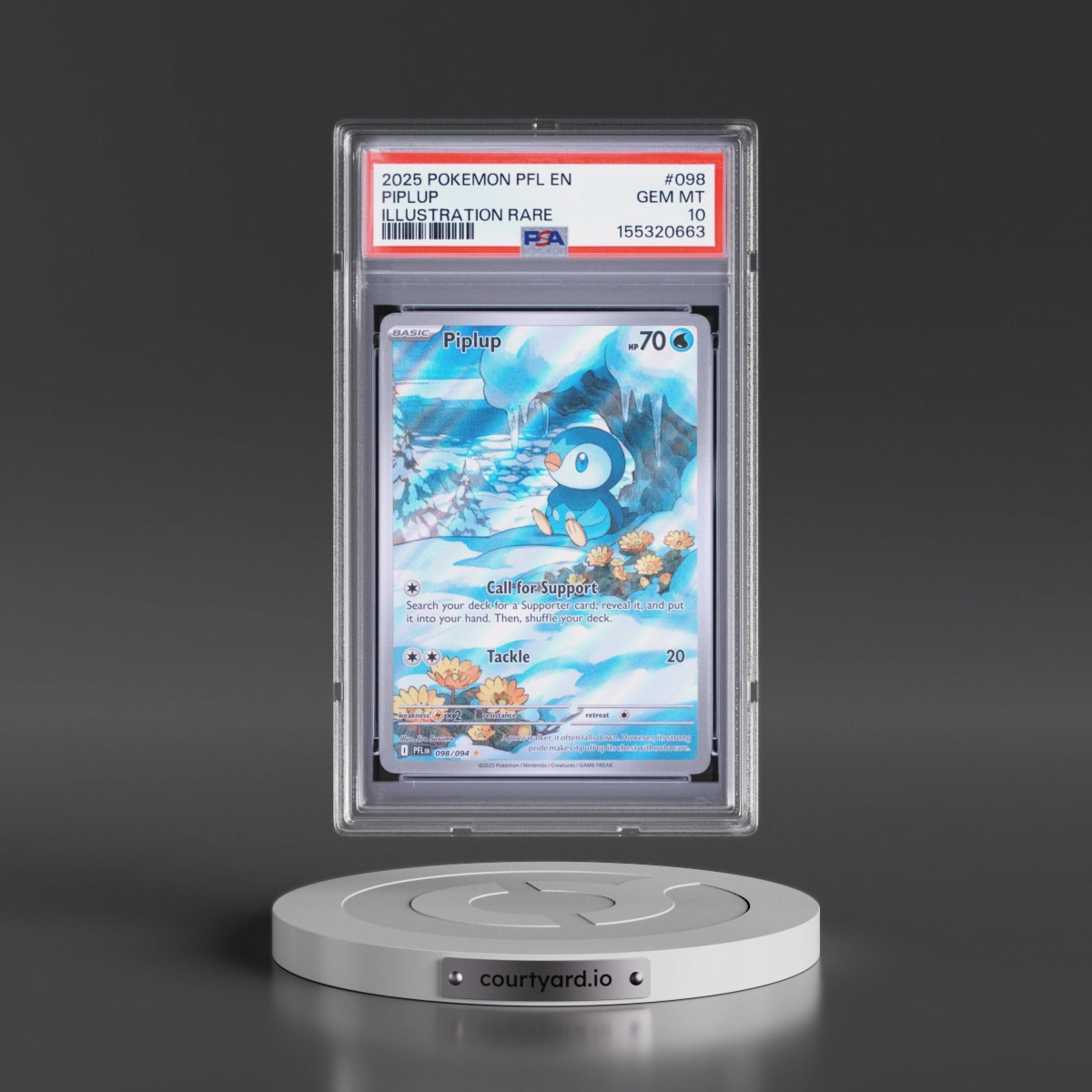2025 Pokémon Pfl EN-Phantasmal Flames #098 Piplup - Illustration Rare (PSA 10 GEM MINT)