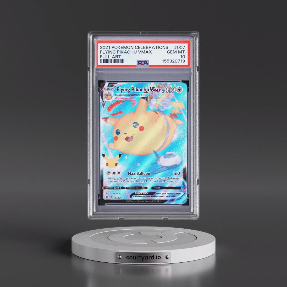 2021 Pokémon Celebrations #007 Flying Pikachu Vmax - Full Art (PSA 10 GEM MINT)