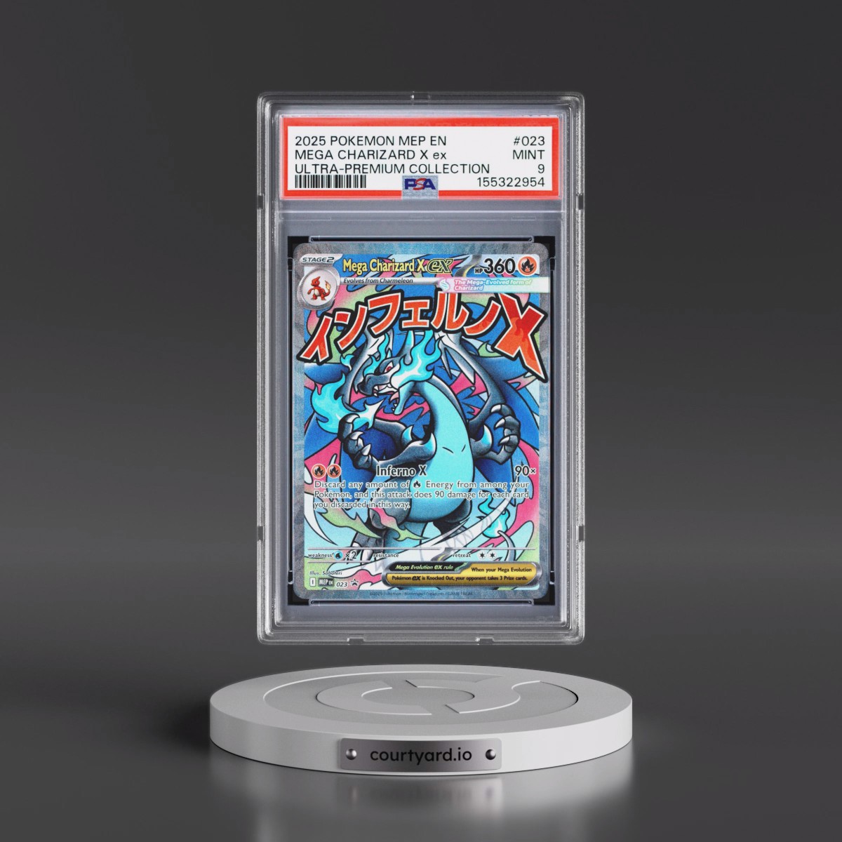 2025 Pokémon Mep EN-Me Black Star Promo #023 Mega Charizard X EX - Holo Mega Charizard X EX Ultra-Premium Collection (PSA 9 MINT)