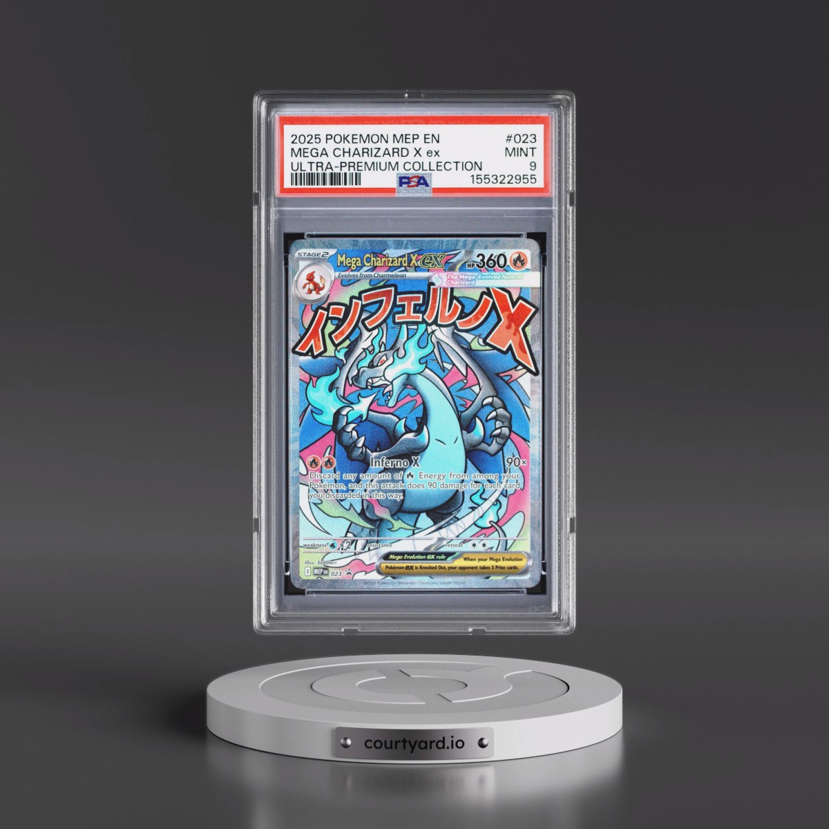 2025 Pokémon Mep EN-Me Black Star Promo #023 Mega Charizard X EX - Holo Mega Charizard X EX Ultra-Premium Collection (PSA 9 MINT)