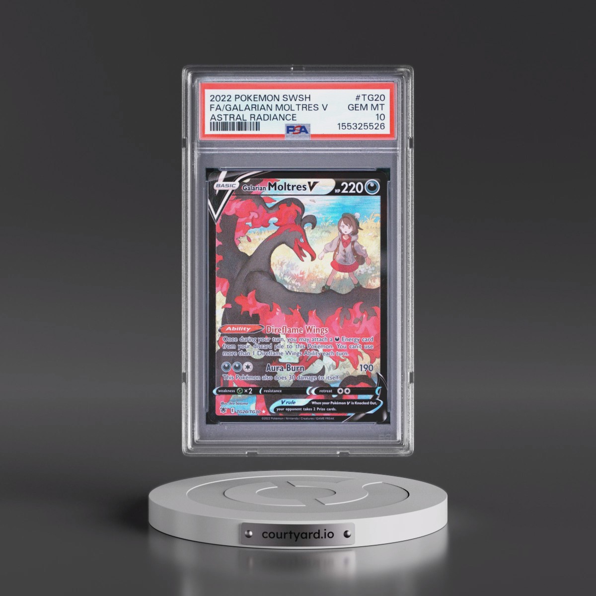 2022 Pokémon Sword & Shield Astral Radiance #TG20 Galarian Moltres V - Holo Full Art (PSA 10 GEM MINT)