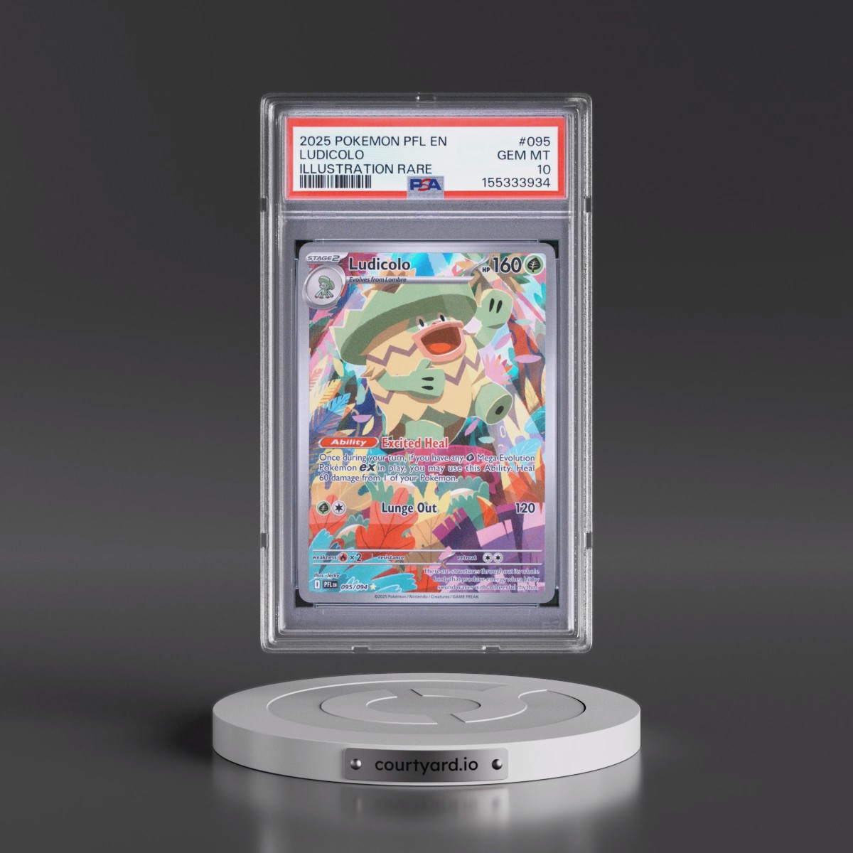 2025 Pokémon Pfl EN-Phantasmal Flames #095 Ludicolo - Illustration Rare (PSA 10 GEM MINT)