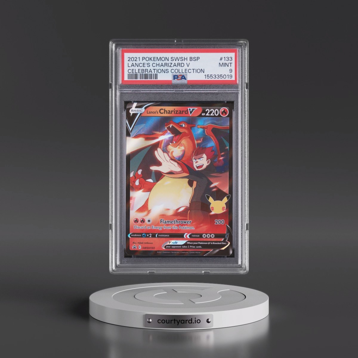 2021 Pokémon Swsh Black Star Promo #133 Lance's Charizard V - Holo Celebrations Collection (PSA 9 MINT)