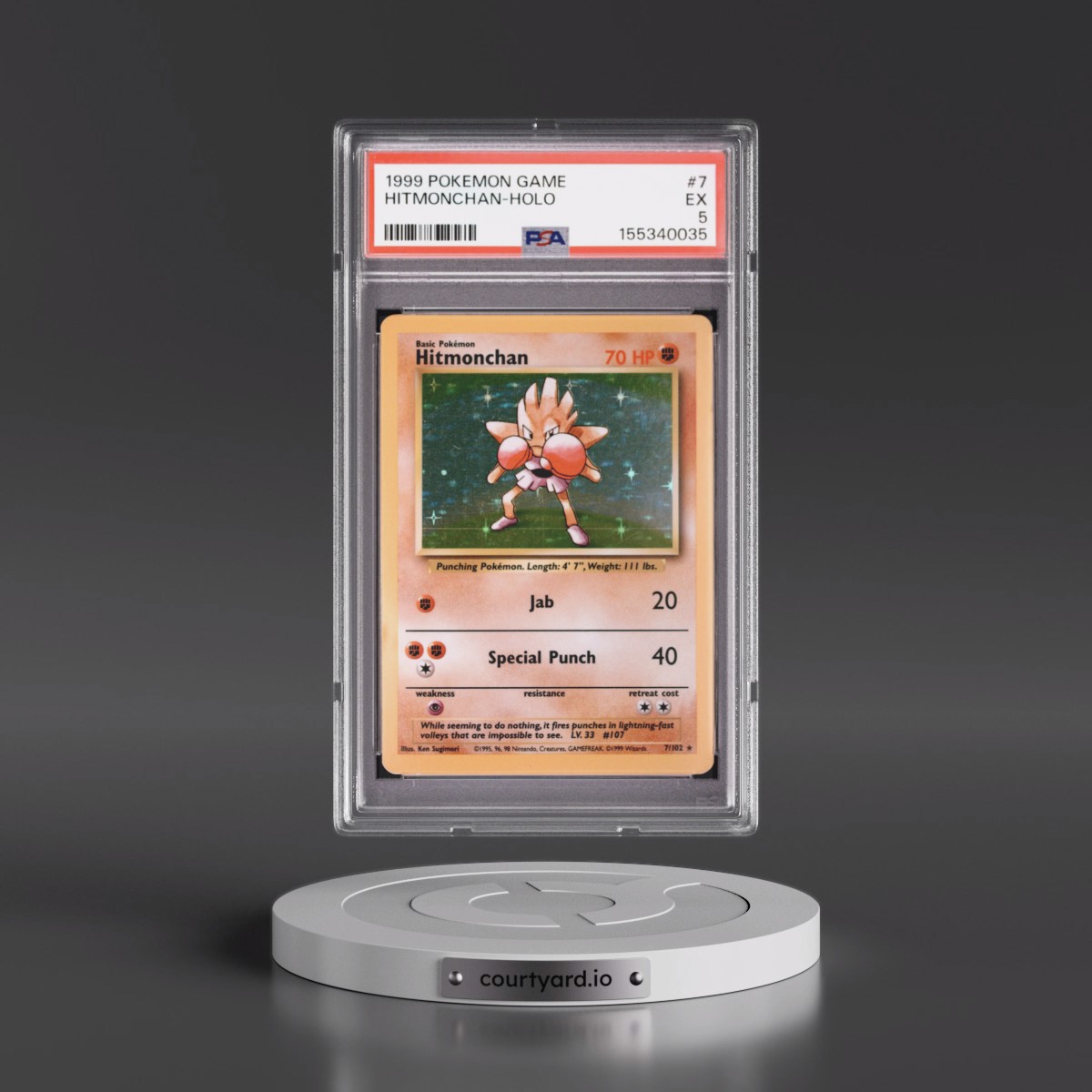 1999 Pokémon Game #7 Hitmonchan - Holo (PSA 5 EX)