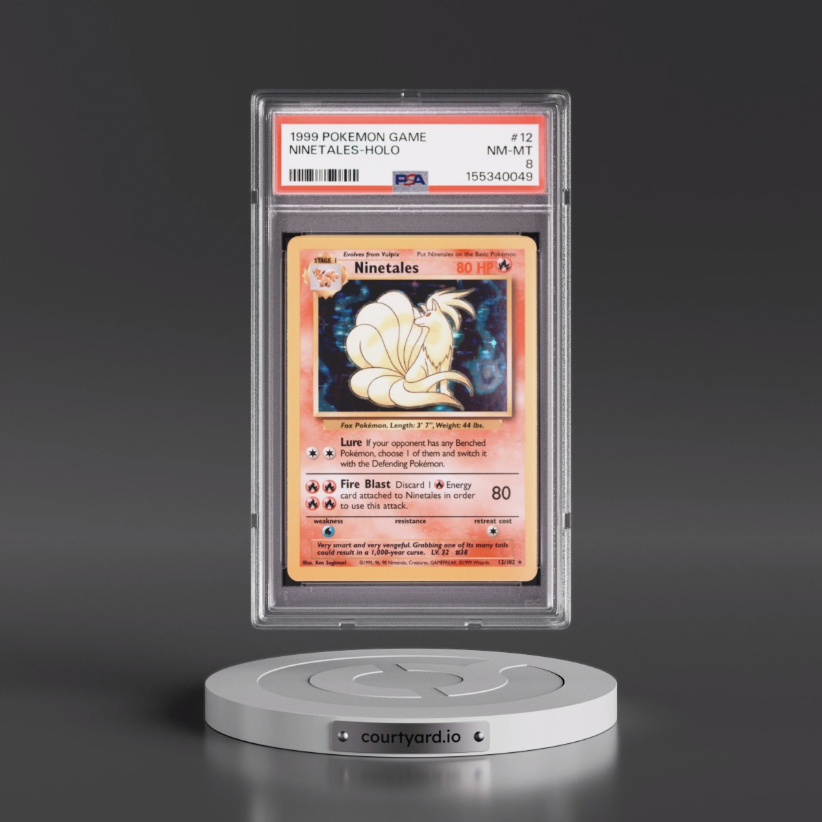 1999 Pokémon Game #12 Ninetales - Holo (PSA 8 NM-MT)