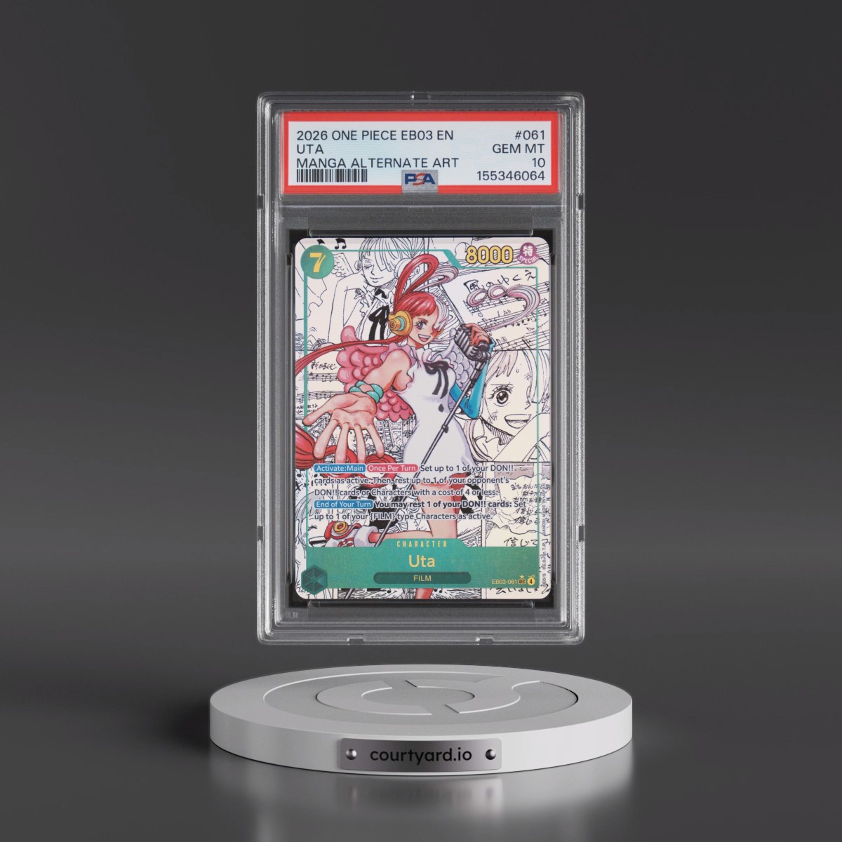 2026 One Piece EB03-Extra Booster -One Piece Heroines Edition #061 Uta - Manga Alternate Art (PSA 10 GEM MINT)