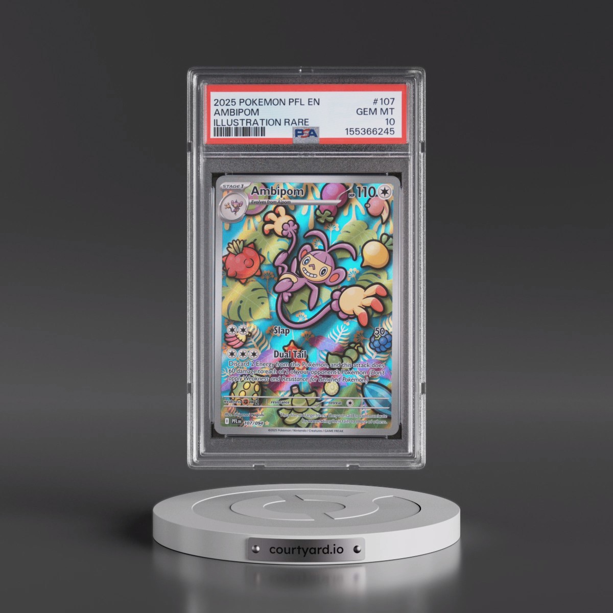 2025 Pokémon Pfl EN-Phantasmal Flames #107 Ambipom - Illustration Rare (PSA 10 GEM MINT)