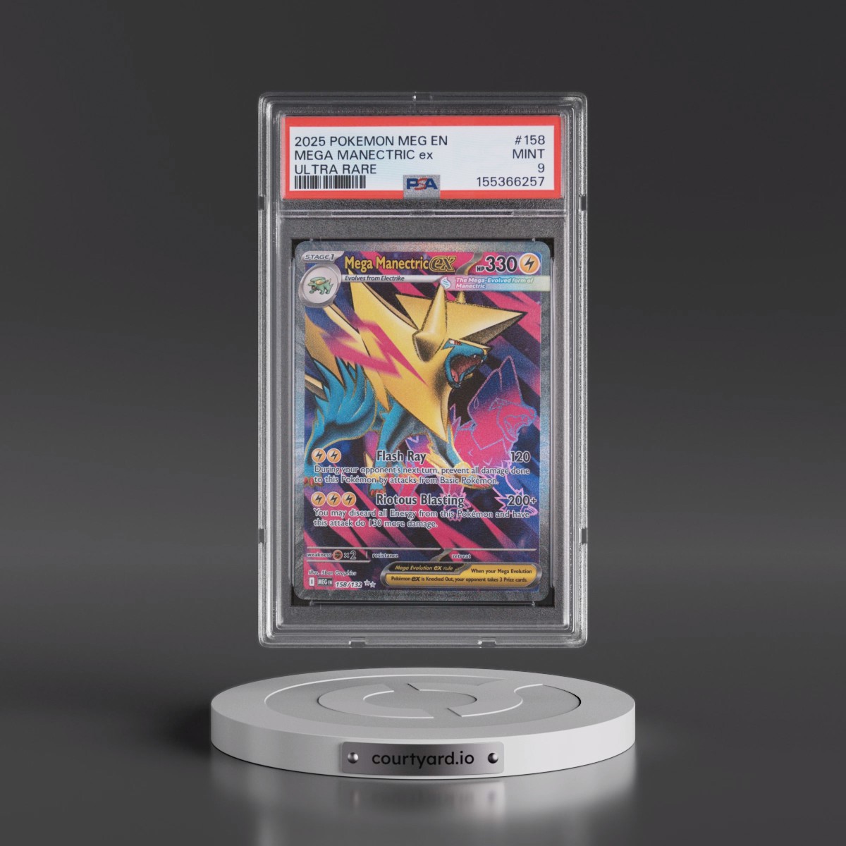 2025 Pokémon Meg EN-Mega Evolution #158 Mega Manectric EX - Holo Ultra Rare (PSA 9 MINT)