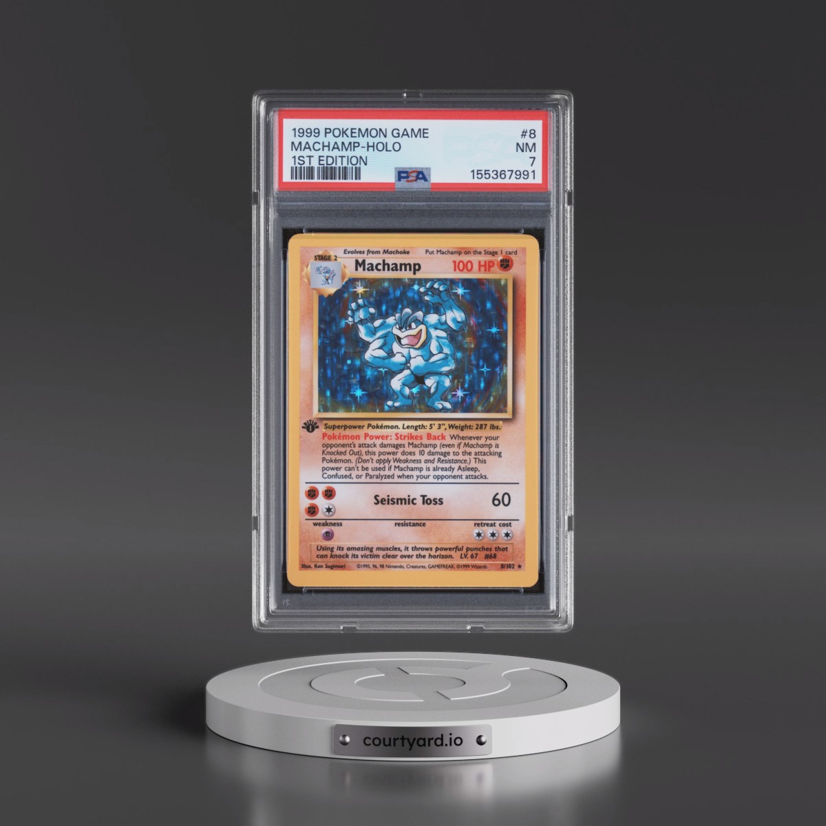 1999 Pokémon Game #8 Machamp - 1st Edition Holo (PSA 7 NM)