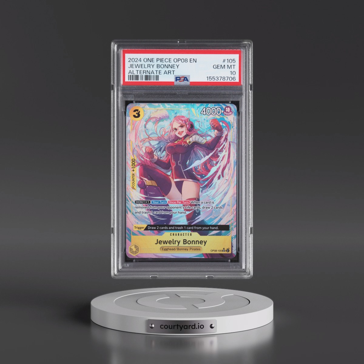 2024 One Piece OP08-Two Legends #105 Jewelry Bonney - Alternate Art (PSA 10 GEM MINT)