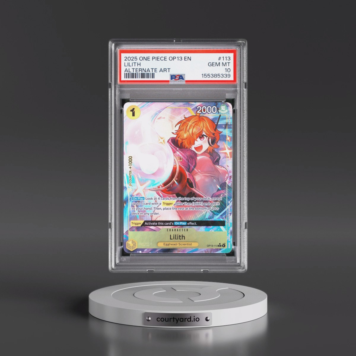 2025 One Piece OP13-Carrying on His Will #113 Lilith - Alternate Art (PSA 10 GEM MINT)