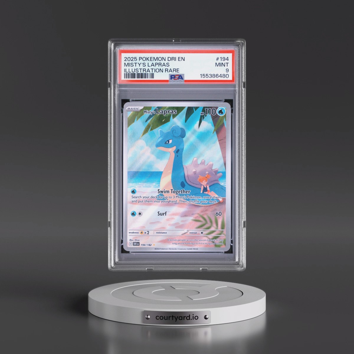 2025 Pokémon Dri EN-Destined Rivals #194 Misty's Lapras - Illustration Rare (PSA 9 MINT)
