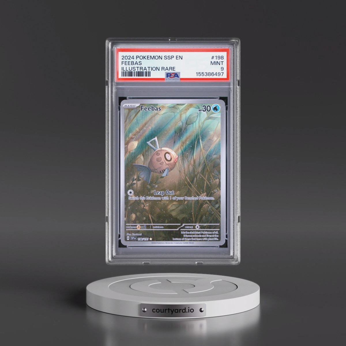 2024 Pokémon Ssp EN-Surging Sparks #198 Feebas - Illustration Rare (PSA 9 MINT)