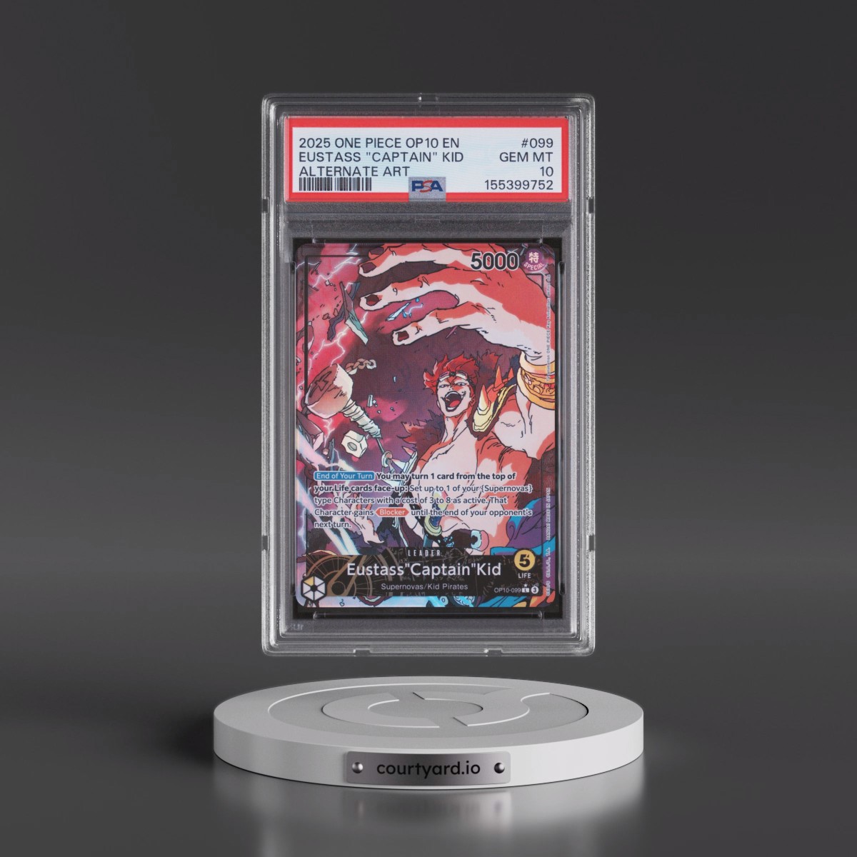 2025 One Piece OP10-Royal Blood #099 Eustass "Captain" Kid - Alternate Art (PSA 10 GEM MINT)