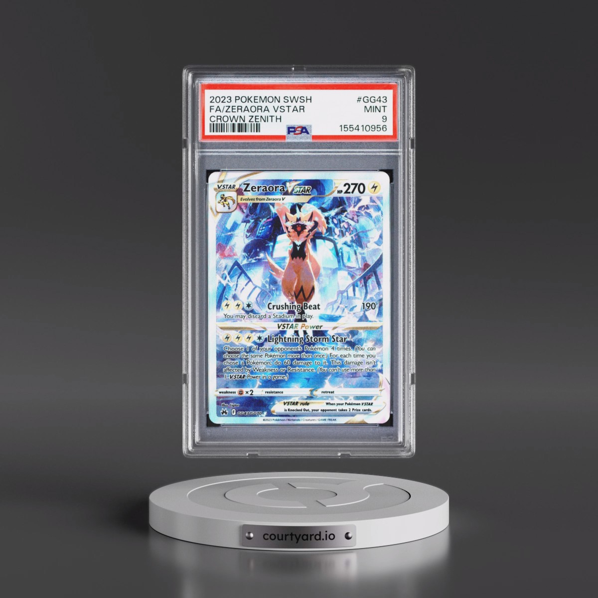 2023 Pokémon Sword and Shield Crown Zenith #GG43 Zeraora Vstar - Full Art (PSA 9 MINT)