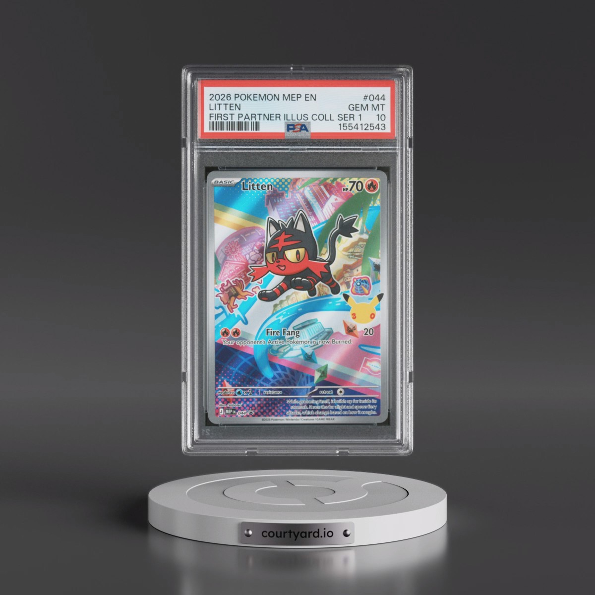 2026 Pokémon Mep EN-Me Black Star Promo #044 Litten - First Partner Illustration Collection Series 1 (PSA 10 GEM MINT)