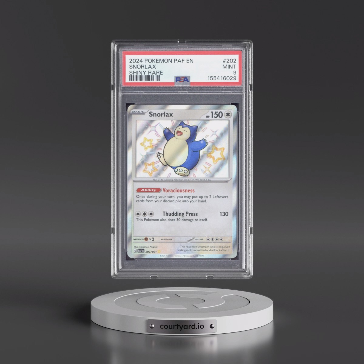2024 Pokémon Paf EN-Paldean Fates #202 Snorlax - Shiny Rare (PSA 9 MINT)