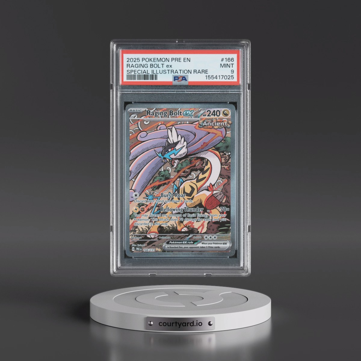 2025 Pokémon Pre EN-Prismatic Evolutions Raging Bolt EX - Holo Special Illustration Rare #166 PSA 9