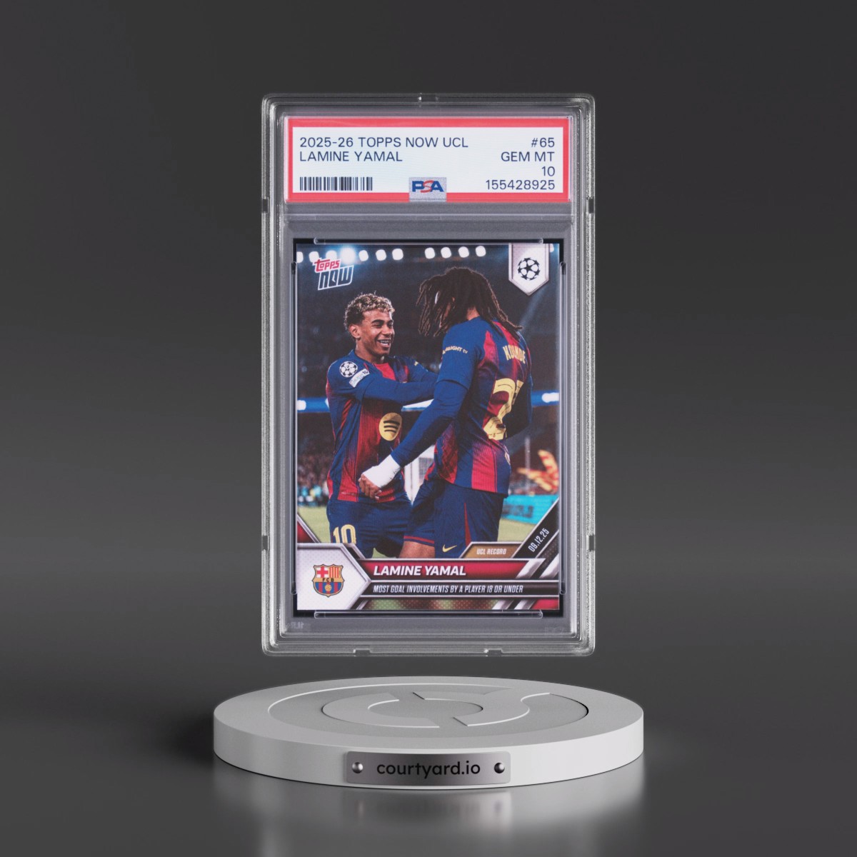 2025 Topps Now UEFA Champions League Lamine Yamal #65 PSA 10