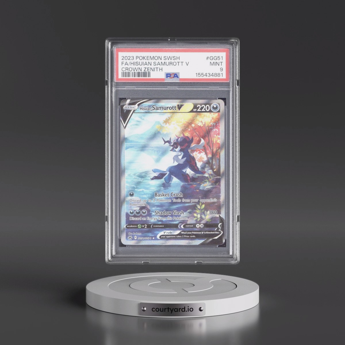 2023 Pokémon Sword and Shield Crown Zenith #GG51 Hisuian Samurott V - Holo Full Art (PSA 9 MINT)