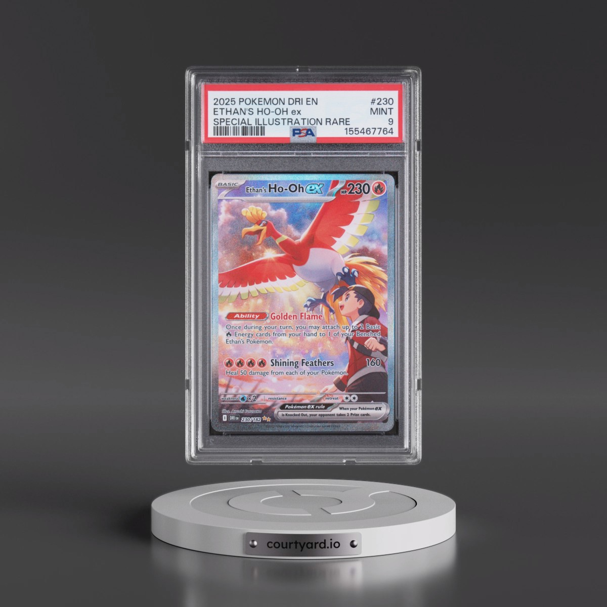 2025 Pokémon Dri EN-Destined Rivals Ethan's HO-Oh EX - Holo Special Illustration Rare #230 PSA 9