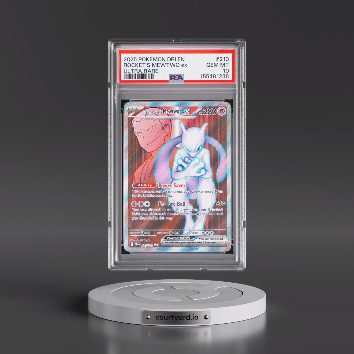 2025 Pokémon Dri EN-Destined Rivals #213 Team Rocket's Mewtwo EX - Holo Ultra Rare (PSA 10 GEM MINT)