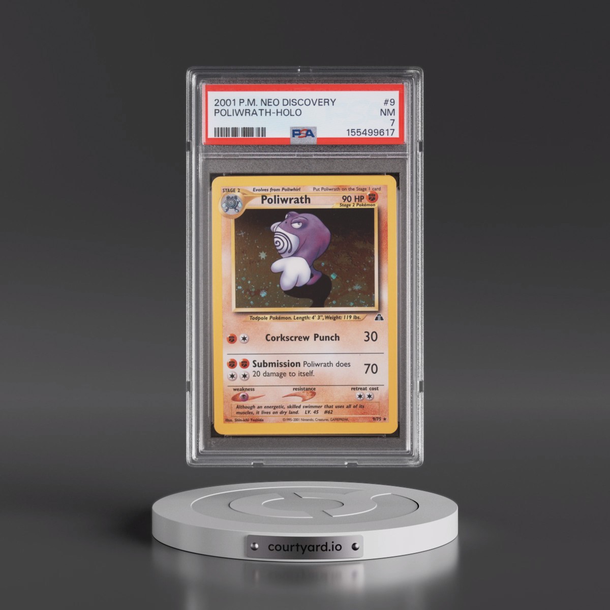 2001 Pokémon Neo Discovery #9 Poliwrath - Holo (PSA 7 NM)