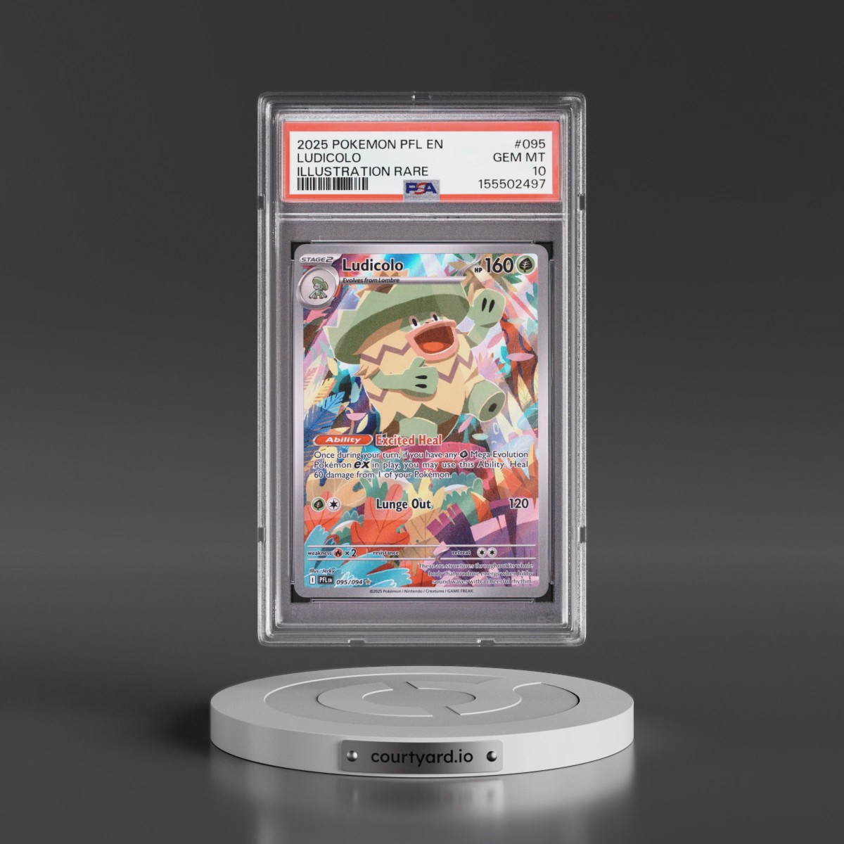 2025 Pokémon Pfl EN-Phantasmal Flames #095 Ludicolo - Illustration Rare (PSA 10 GEM MINT)