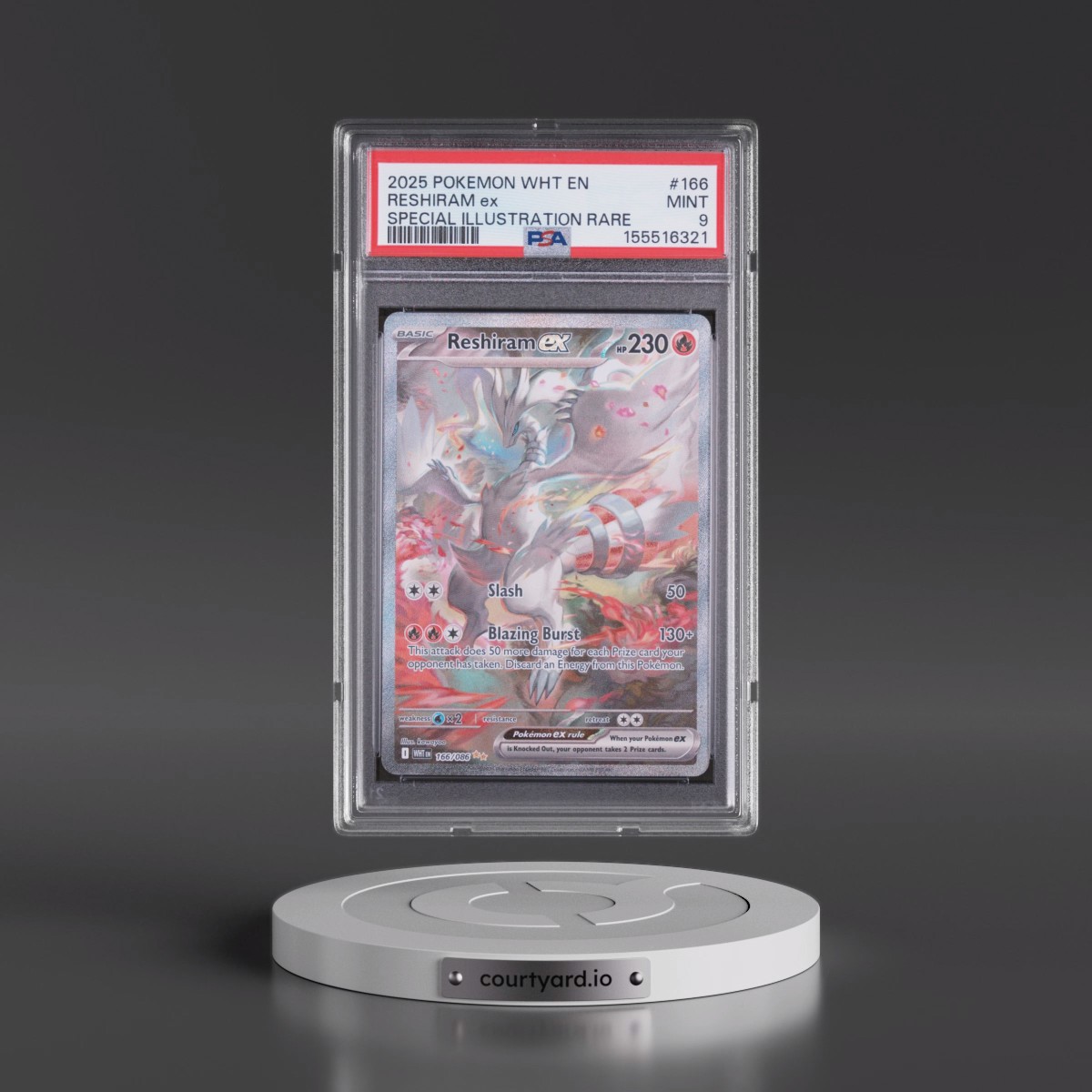 2025 Pokémon Wht EN-White Flare #166 Reshiram EX - Holo Special Illustration Rare (PSA 9 MINT)