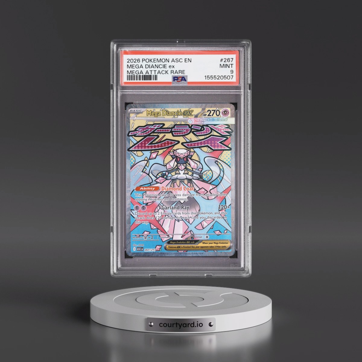 2026 Pokémon Asc EN-Ascended Heroes #267 Mega Diancie EX - Holo Mega Attack Rare (PSA 9 MINT)