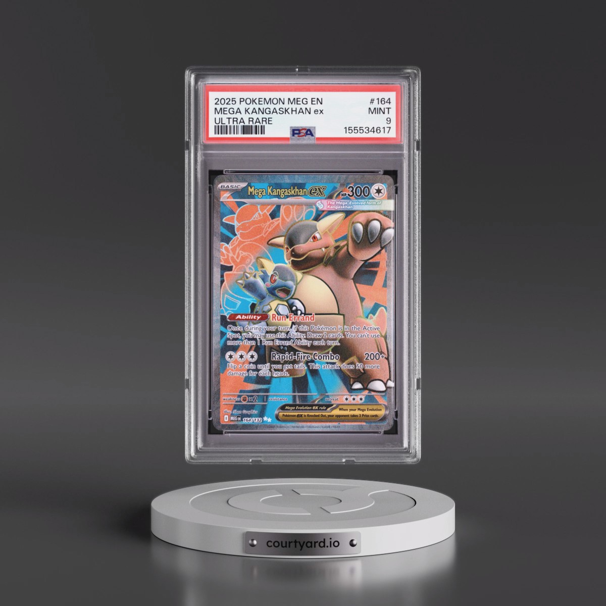 2025 Pokémon Meg EN-Mega Evolution #164 Mega Kangaskhan EX - Holo Ultra Rare (PSA 9 MINT)
