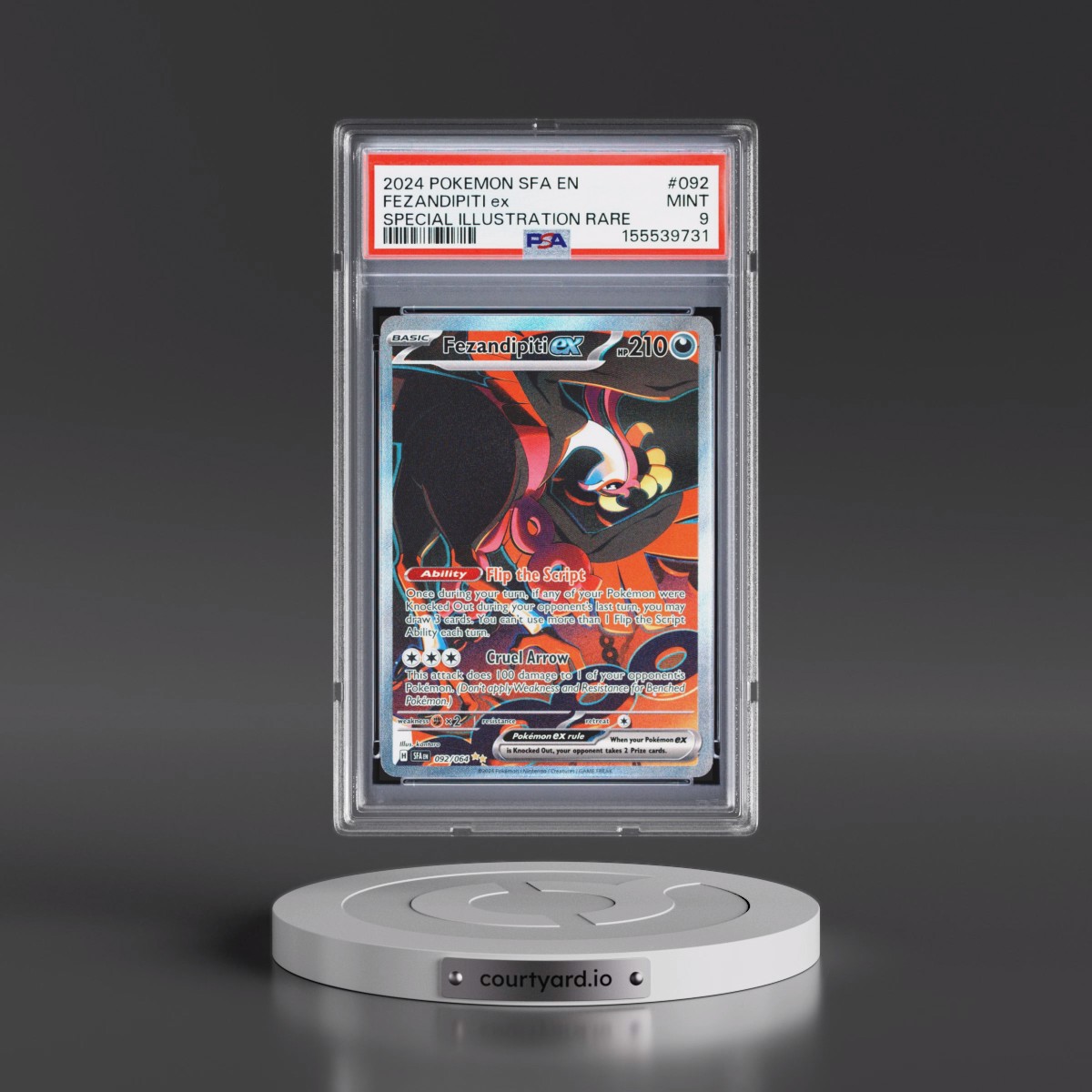 2024 Pokémon Sfa EN-Shrouded Fable #092 Fezandipiti EX - Holo Special Illustration Rare (PSA 9 MINT)