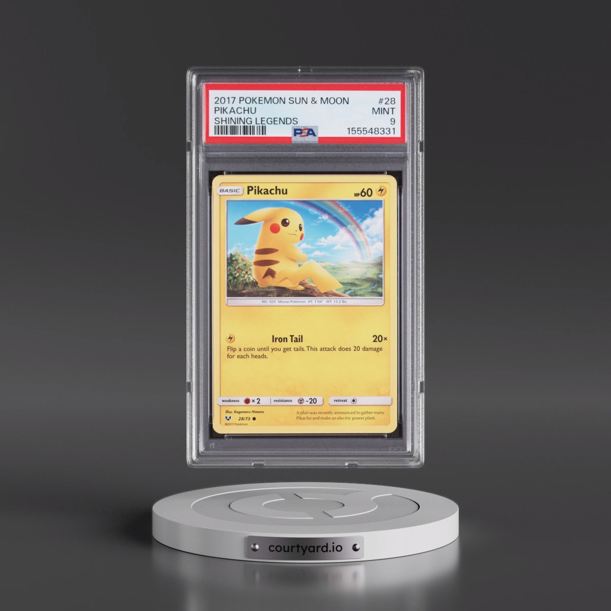 2017 Pokémon Sun & Moon Shining Legends #28 Pikachu (PSA 9 MINT)