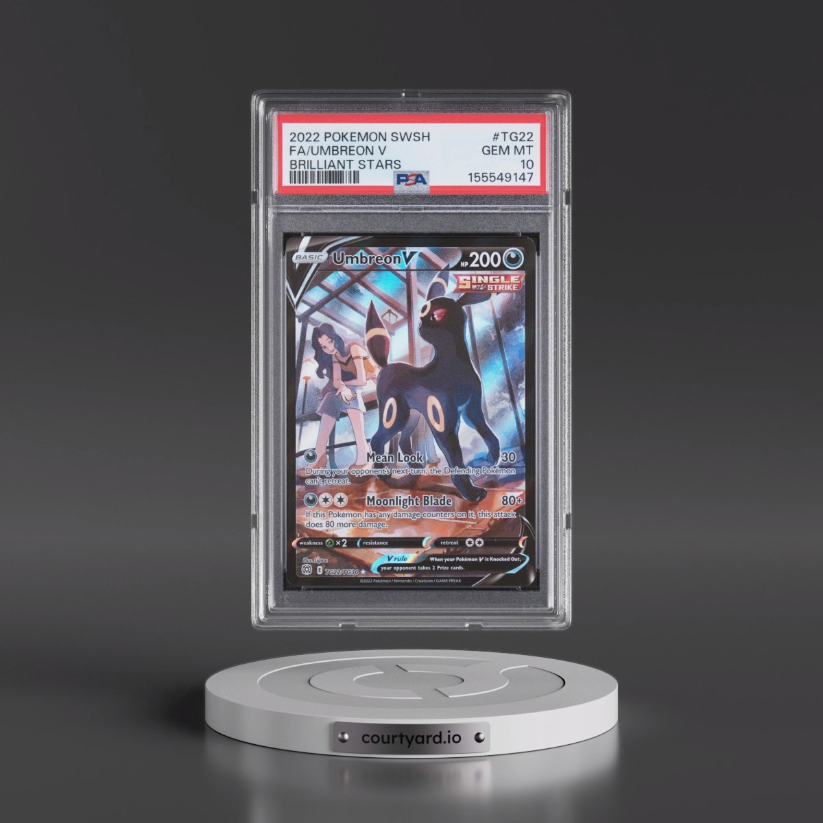 2022 Pokémon Sword & Shield Brilliant Stars #TG22 Umbreon V - Holo Full Art (PSA 10 GEM MINT)