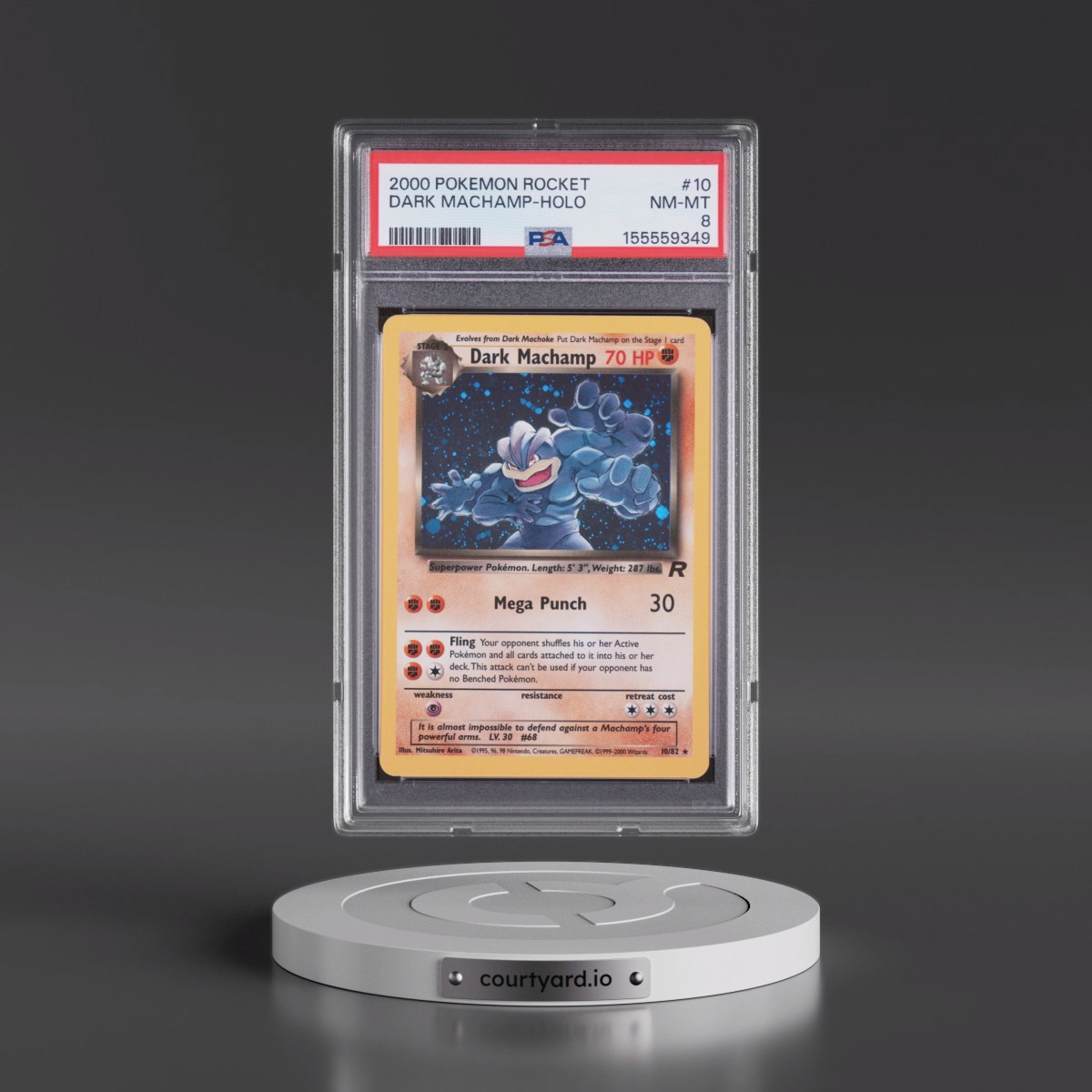 2000 Pokémon Rocket #10 Dark Machamp - Holo (PSA 8 NM-MT)