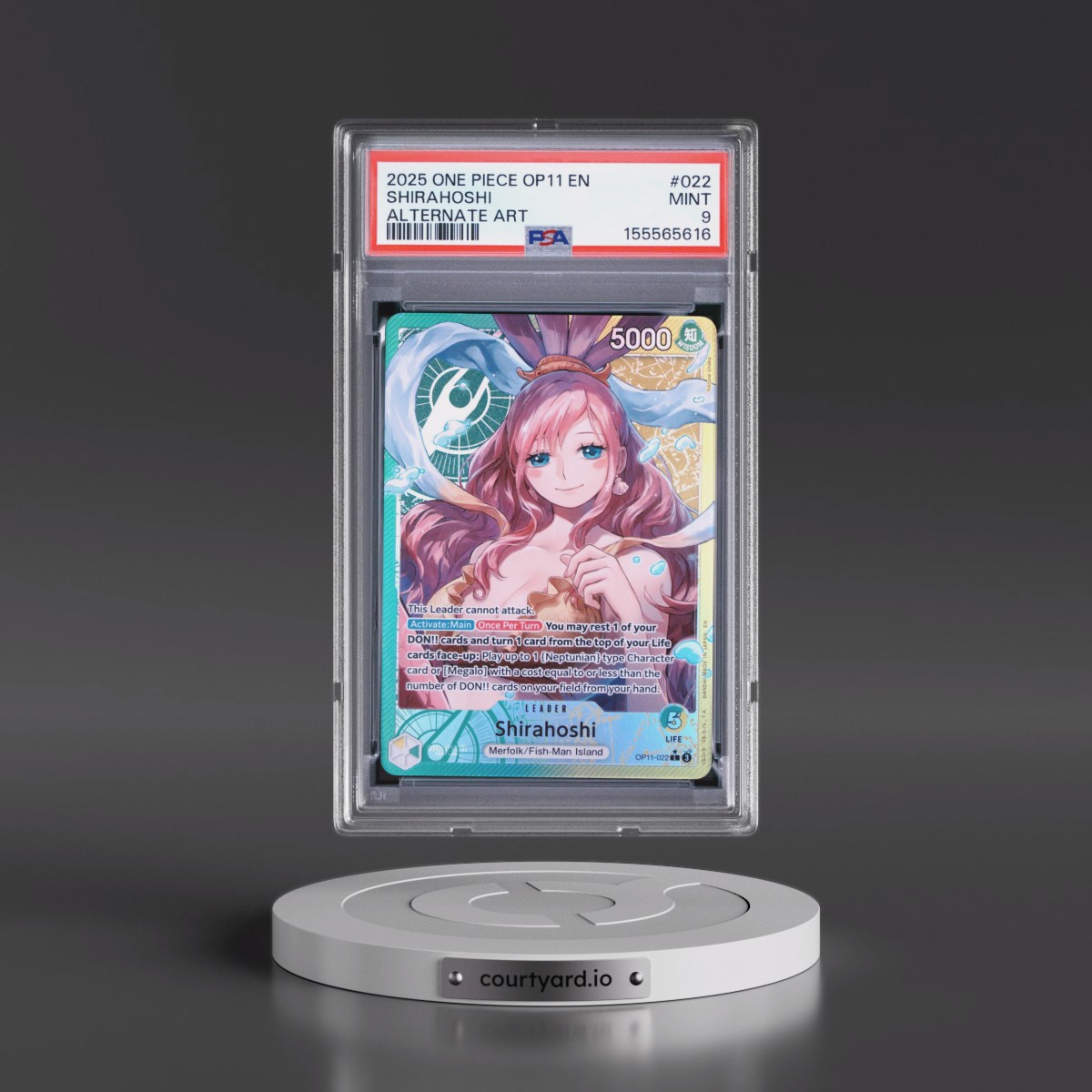 2025 One Piece OP11-A Fist of Divine Speed #022 Shirahoshi - Alternate Art (PSA 9 MINT)