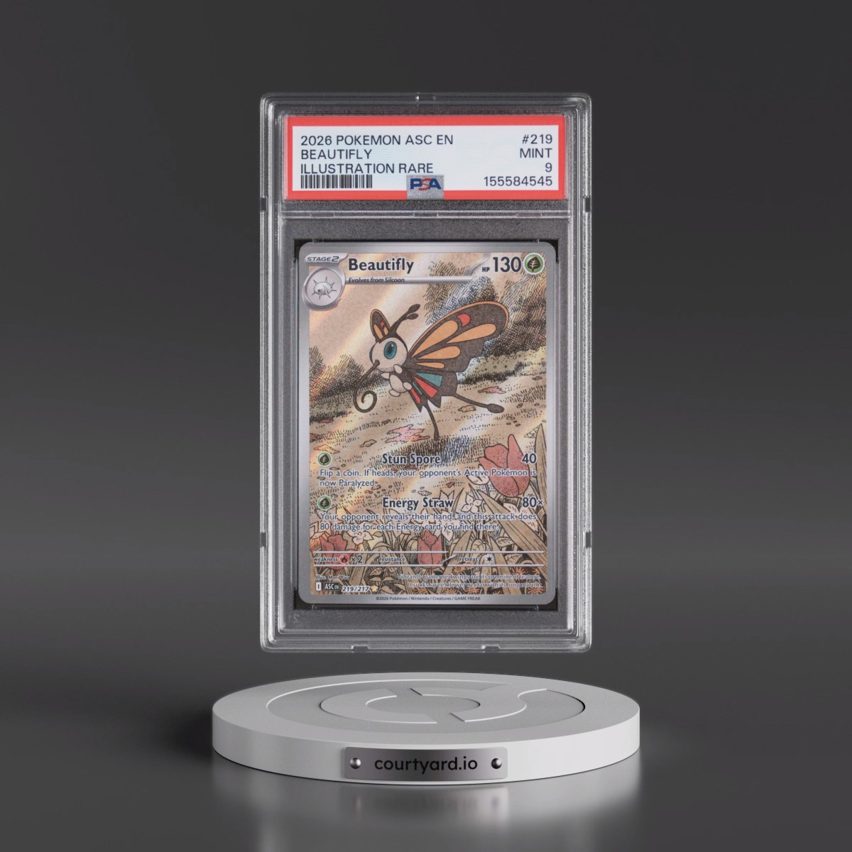 2026 Pokémon Asc EN-Ascended Heroes #219 Beautifly - Illustration Rare (PSA 9 MINT)