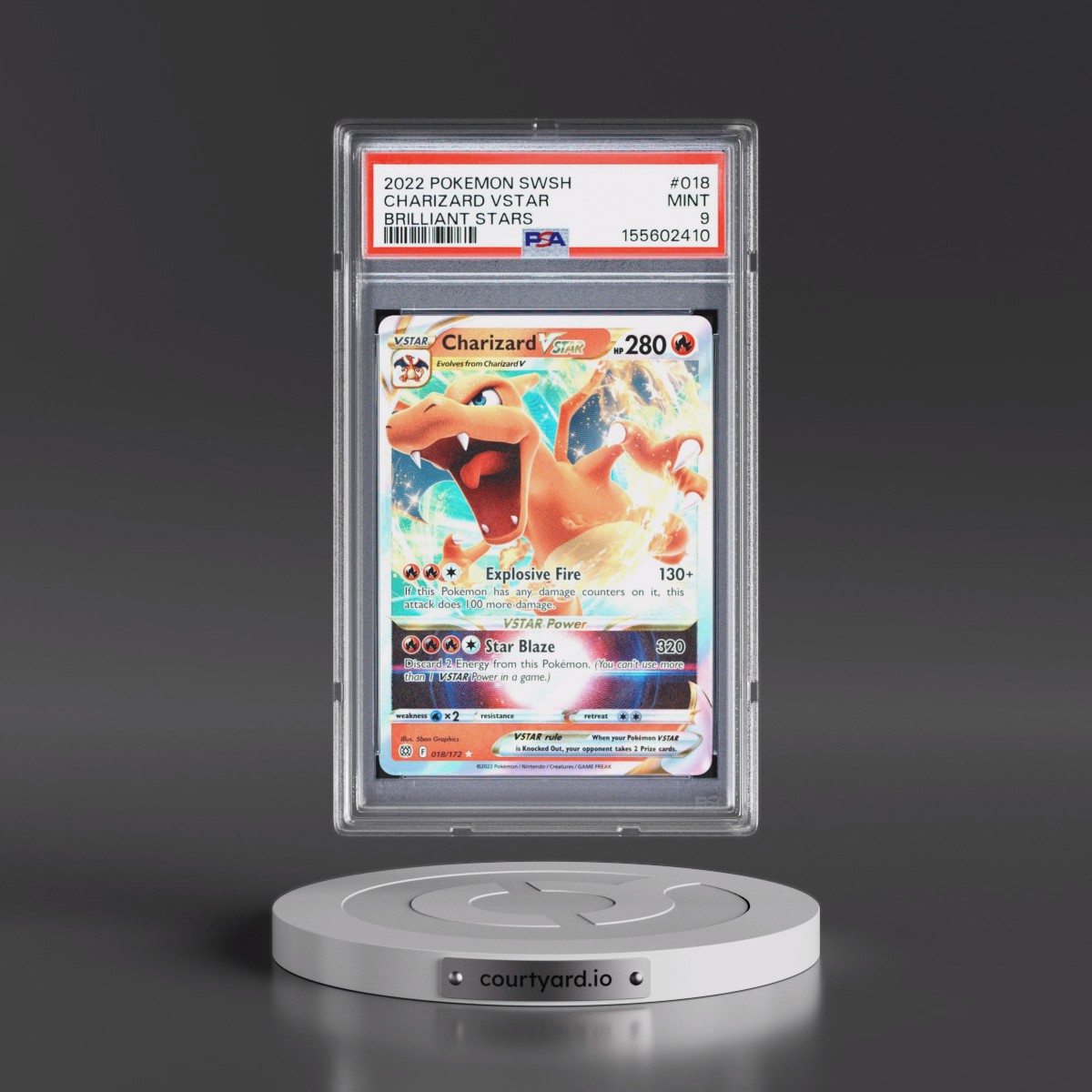 2022 Pokémon Sword & Shield Brilliant Stars #018 Charizard Vstar (PSA 9 MINT)