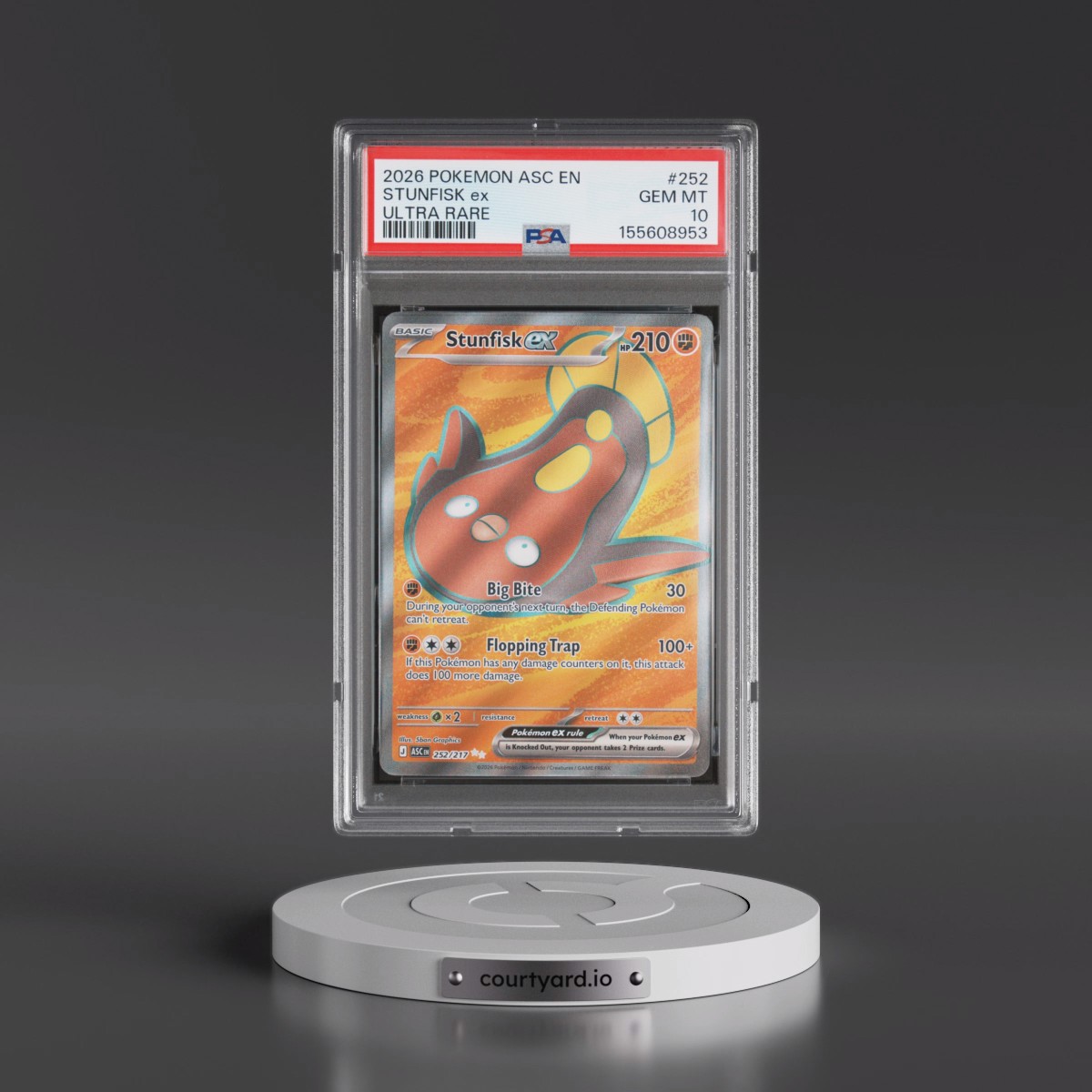 2026 Pokémon Asc EN-Ascended Heroes Stunfisk EX - Holo Ultra Rare #252 PSA 10