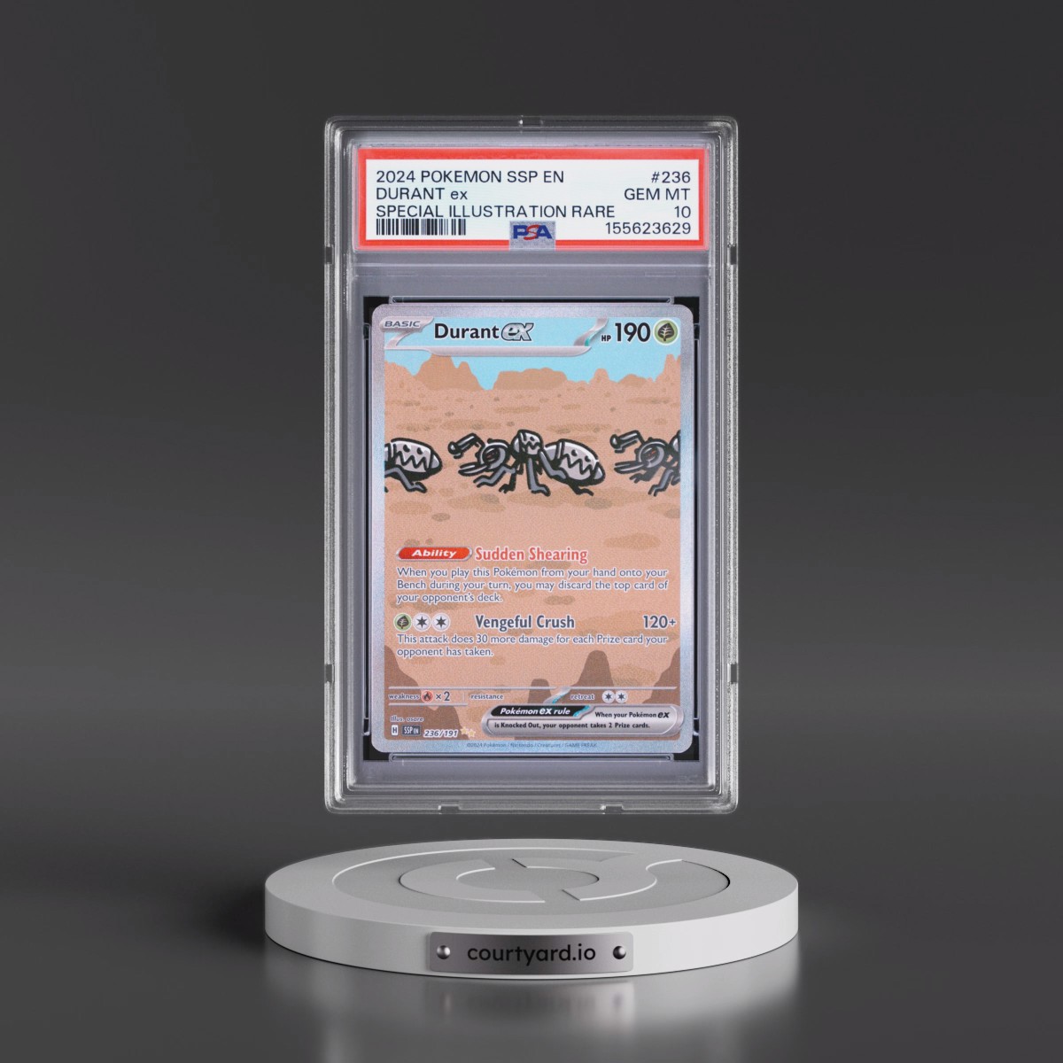 2024 Pokémon Ssp EN-Surging Sparks #236 Durant EX - Holo Special Illustration Rare (PSA 10 GEM MINT)